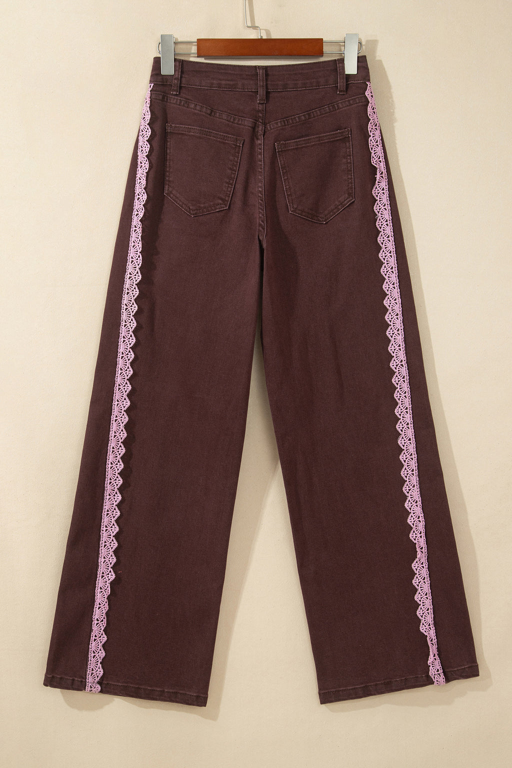 Beau Blue Lace Trim Casual Full-Length Regular Fit Jeans