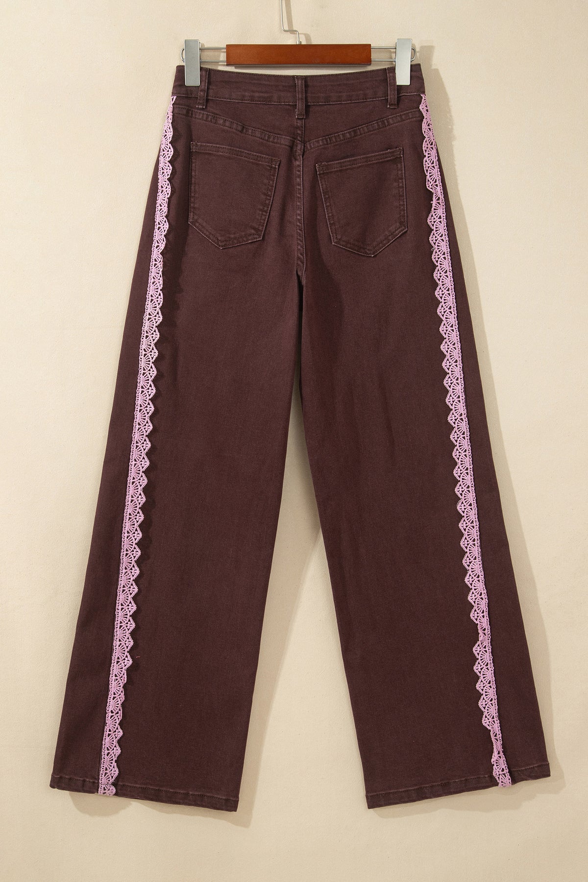 Beau Blue Lace Trim Casual Full-Length Regular Fit Jeans