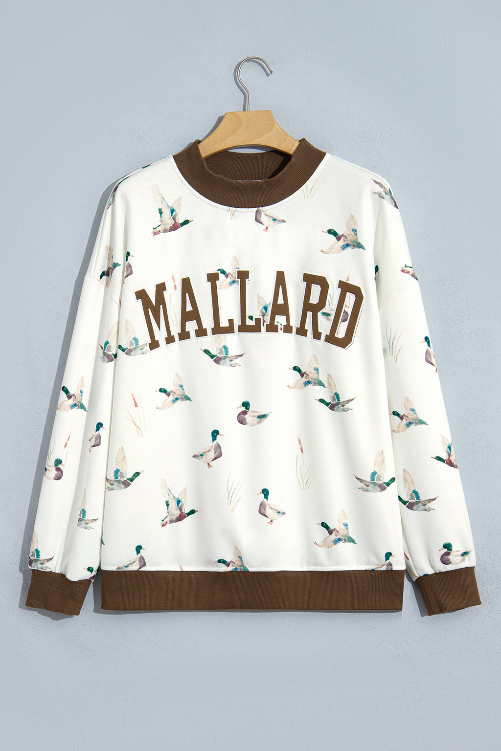 Gray Western Camo Letter Print Baggy Pullover Sweatshirt