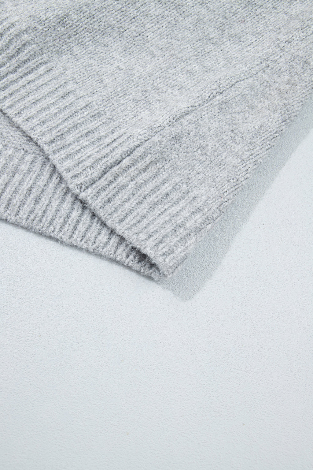 Gray Geometric Detail Round Neck Winter Sweater