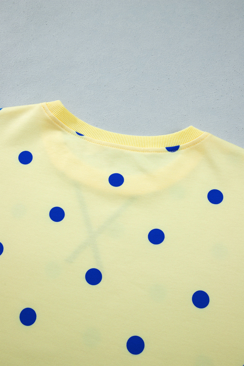Beige Polka Dot Loose Long Sleeve Split Hem Pullover Top