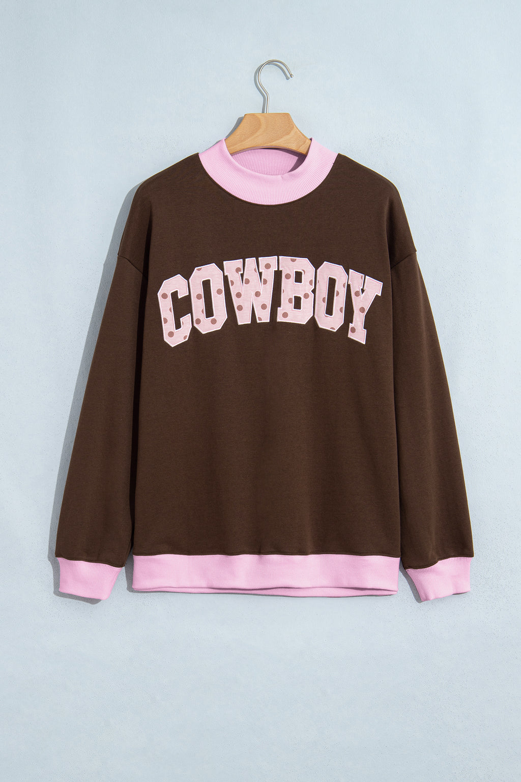Coffee Polka Dot Letter Graphic Colorblock Tunic Sweatshirt