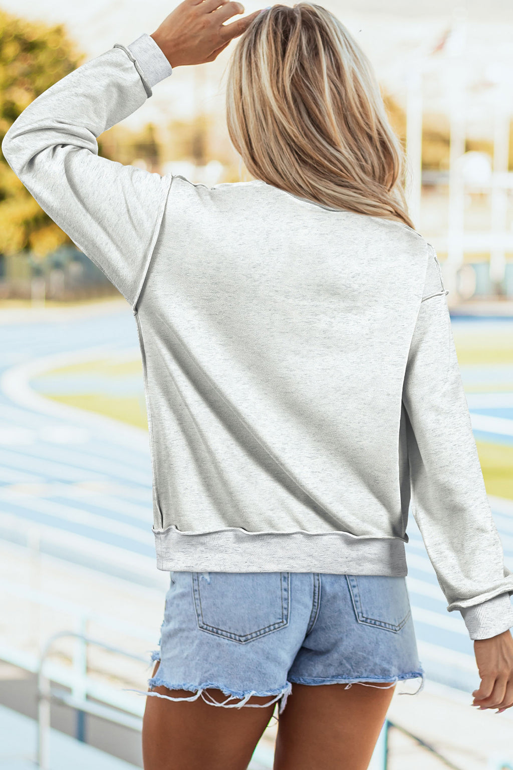 Light Grey OHIO Double Side Printed Mock Neck Reversible Sweatshirt
