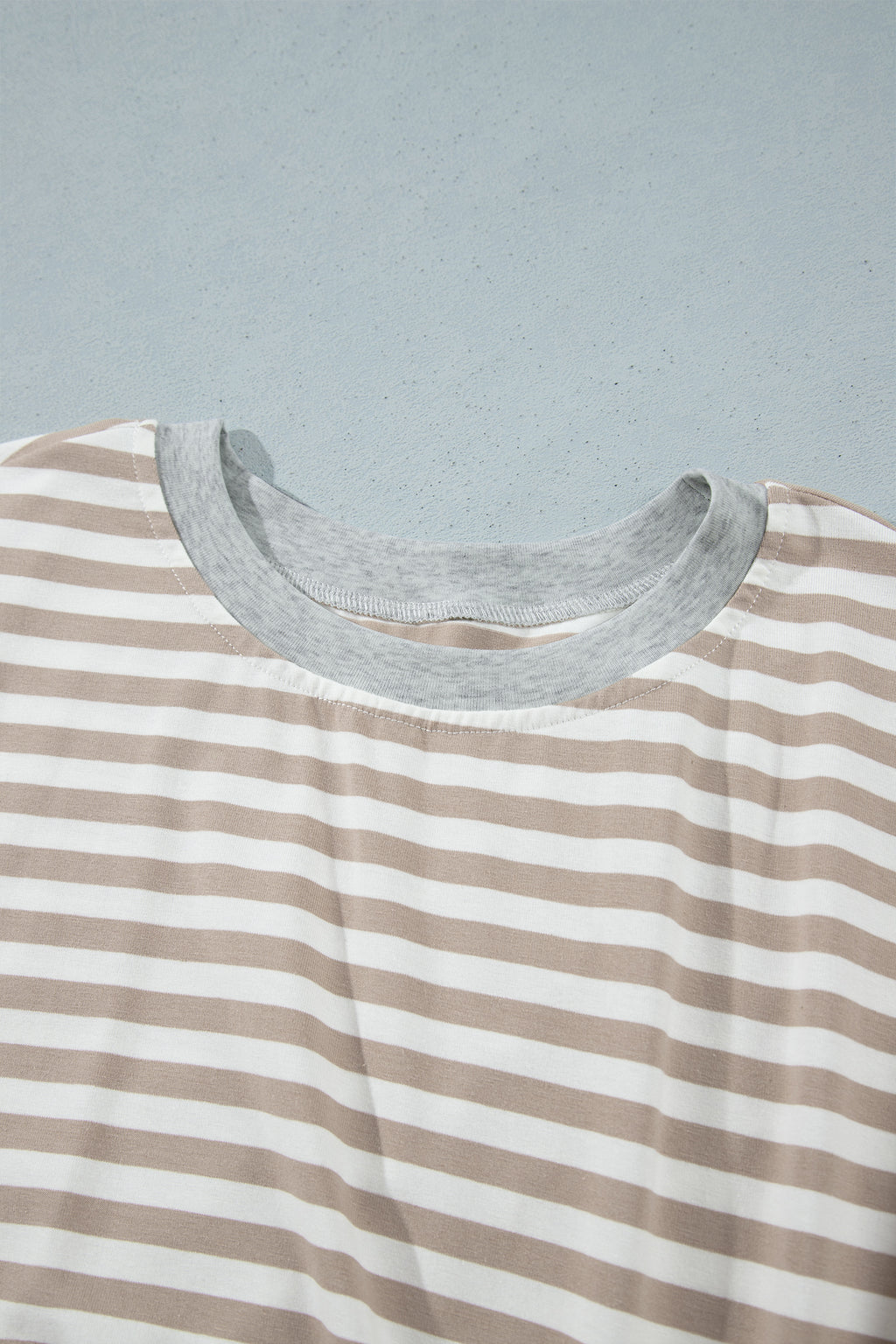 Brown Stripe Striped Colorblock Cuffs Round Neck Long Sleeve Shift Dress