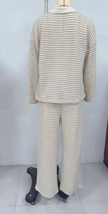 Striped Pullover & Wide Leg Lounge Set