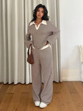 Striped Pullover & Wide Leg Lounge Set