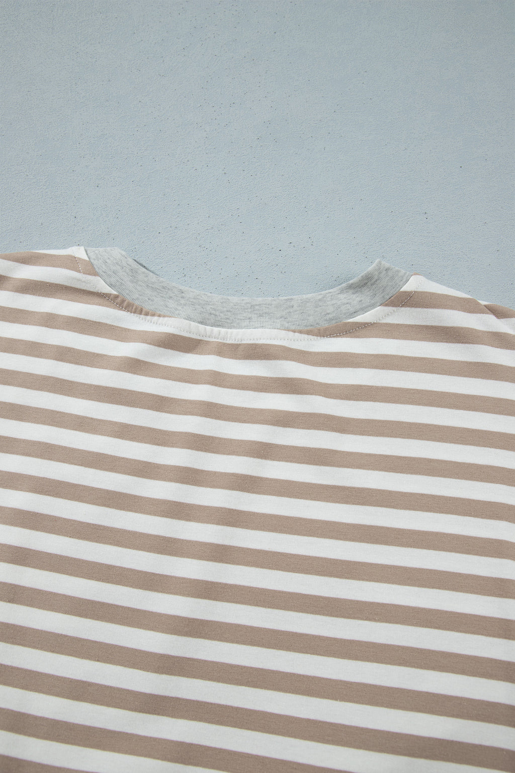 Brown Stripe Striped Colorblock Cuffs Round Neck Long Sleeve Shift Dress