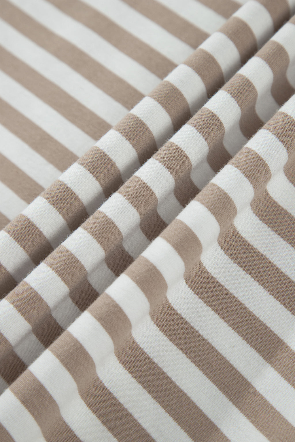 Brown Stripe Striped Colorblock Cuffs Round Neck Long Sleeve Shift Dress