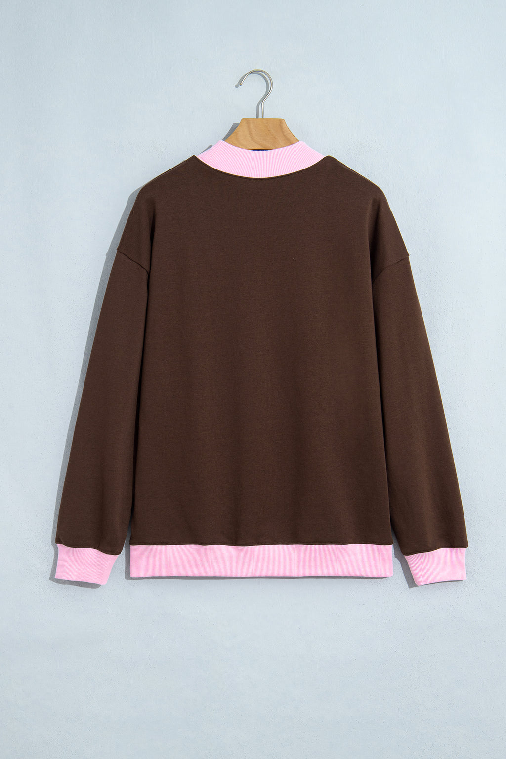 Coffee Polka Dot Letter Graphic Colorblock Tunic Sweatshirt