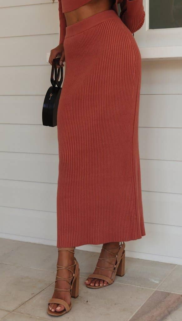 Solid Color Top & Skirt 2PCS Kintted Set Sweater Set HL7300
