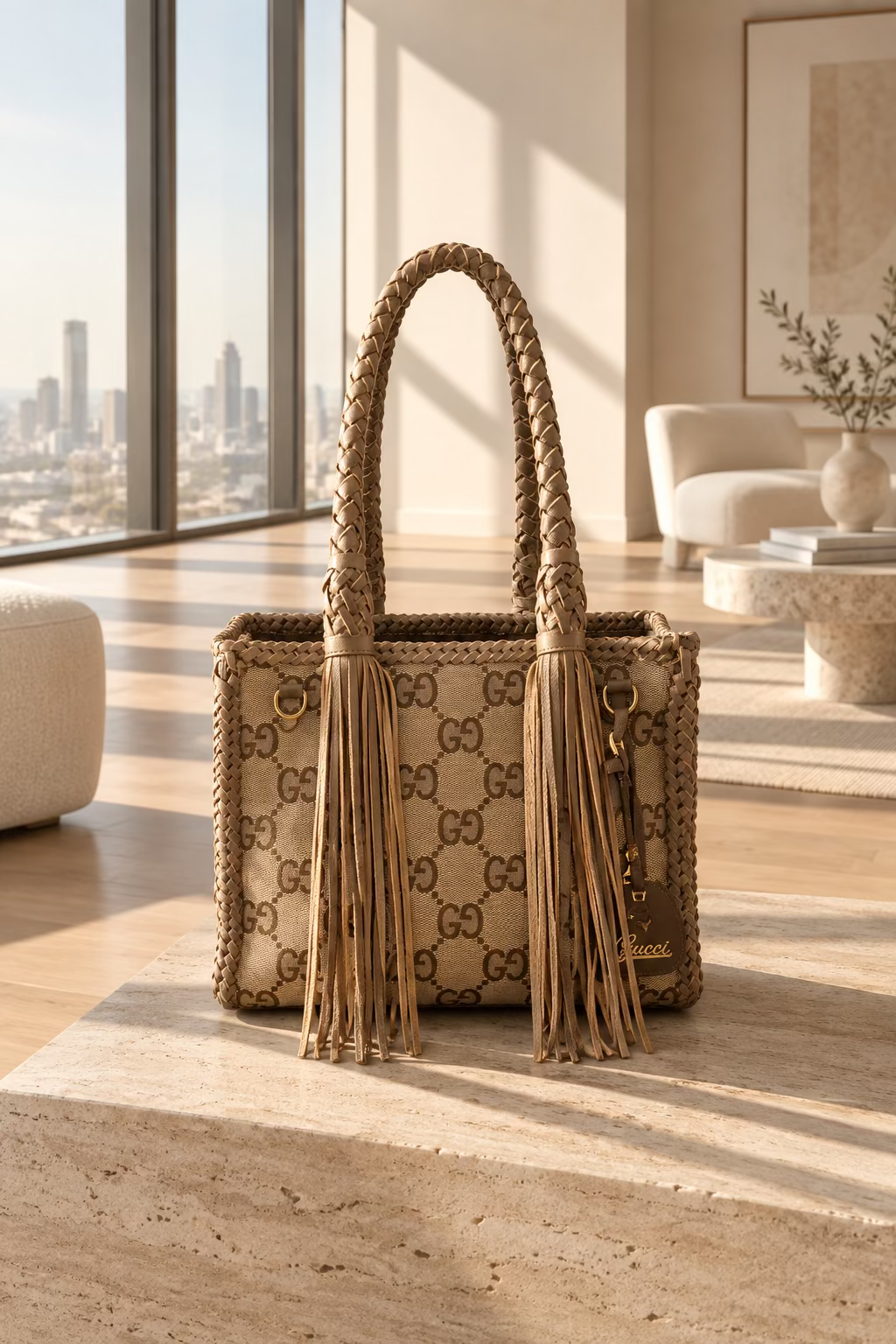 Medium Block Fringed Handbag