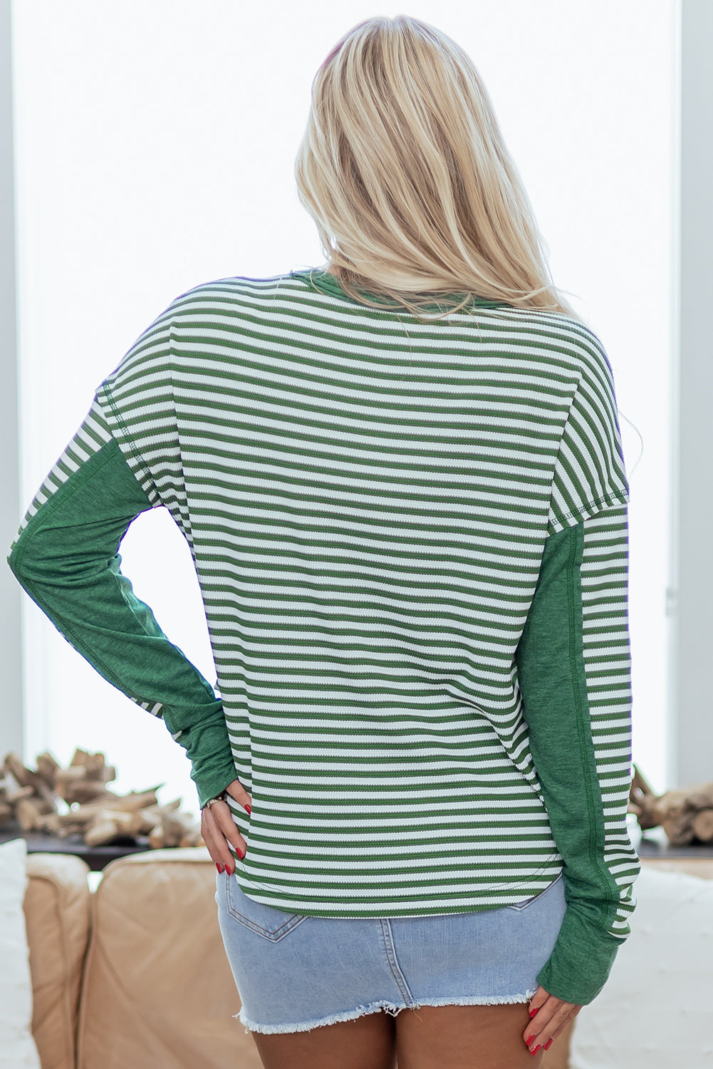Green Stripe Thermal Top