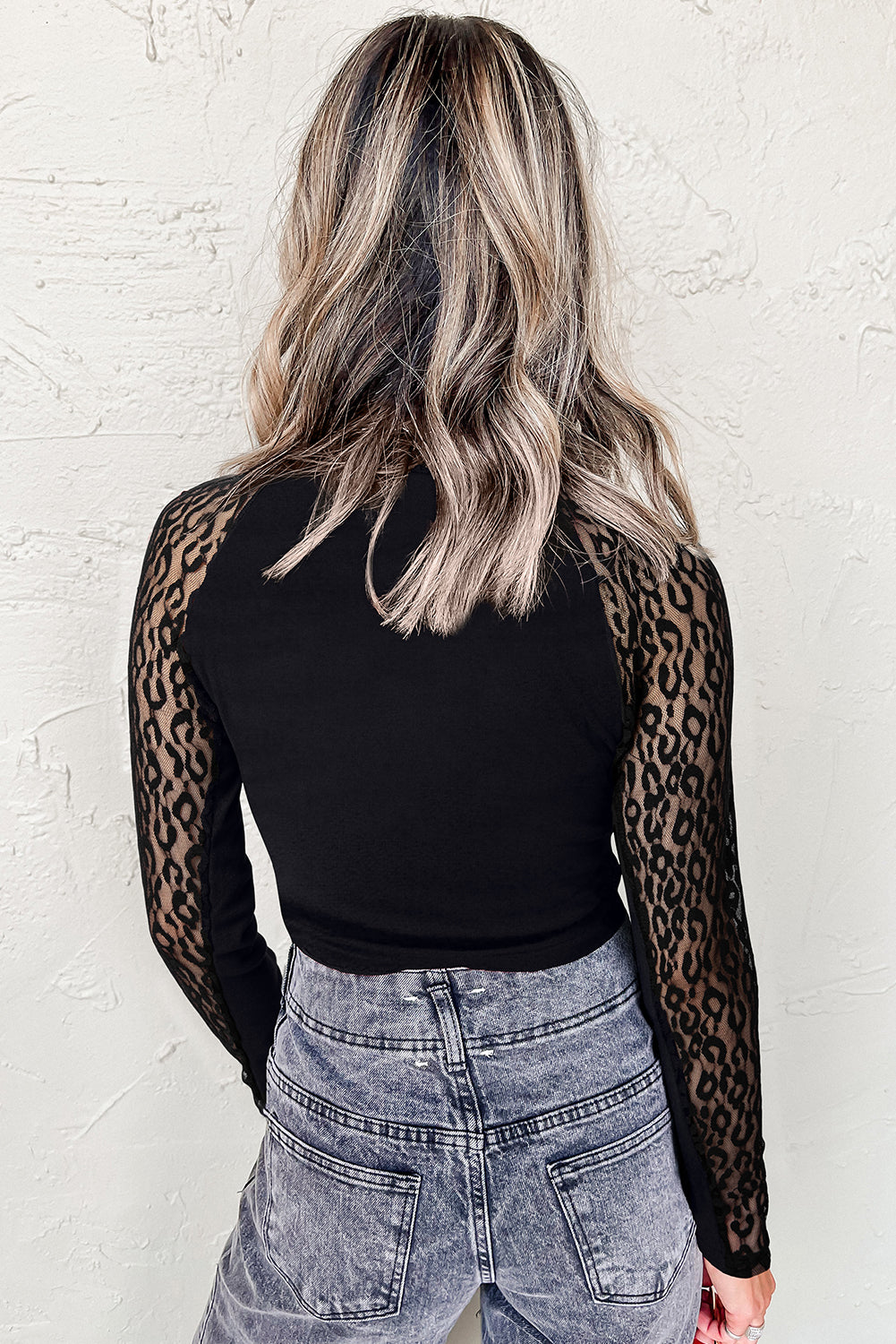 Black Leopard Mesh Top