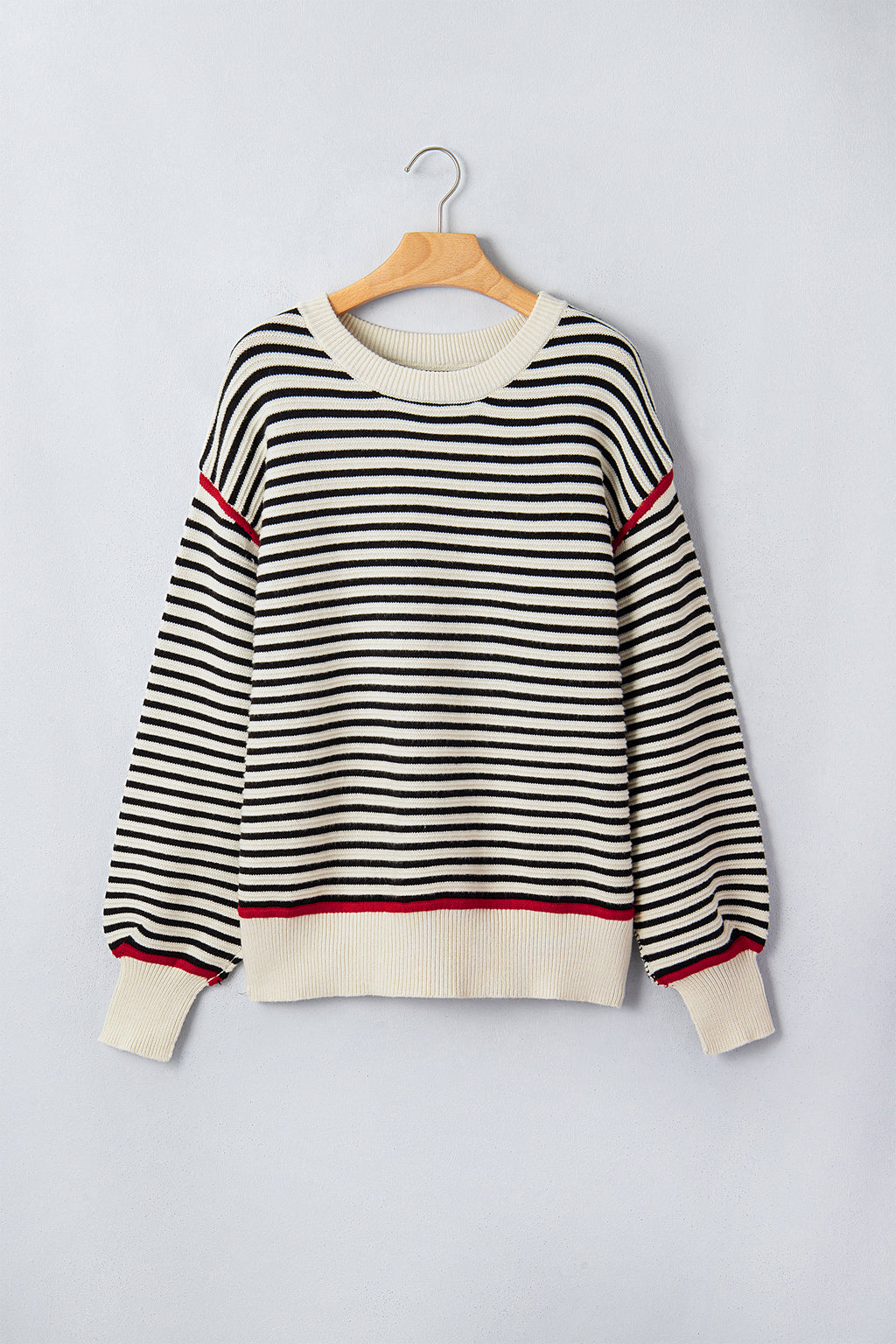 Black striped Ribbed Oversized Sweater
