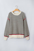 Black striped Ribbed Oversized Sweater