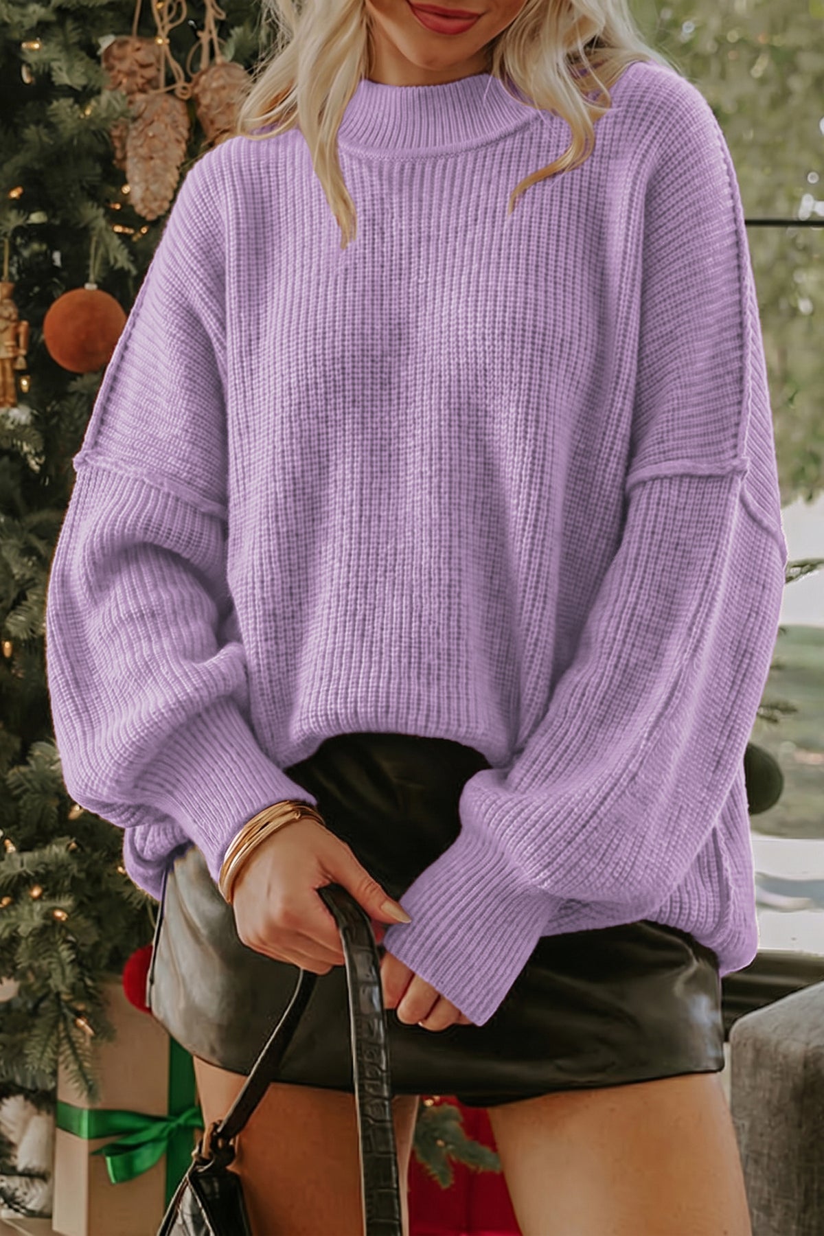 Orchid Ribbed Knit Sweater