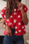 Red Polka Dot Sleeveless Knit Sweater Vest