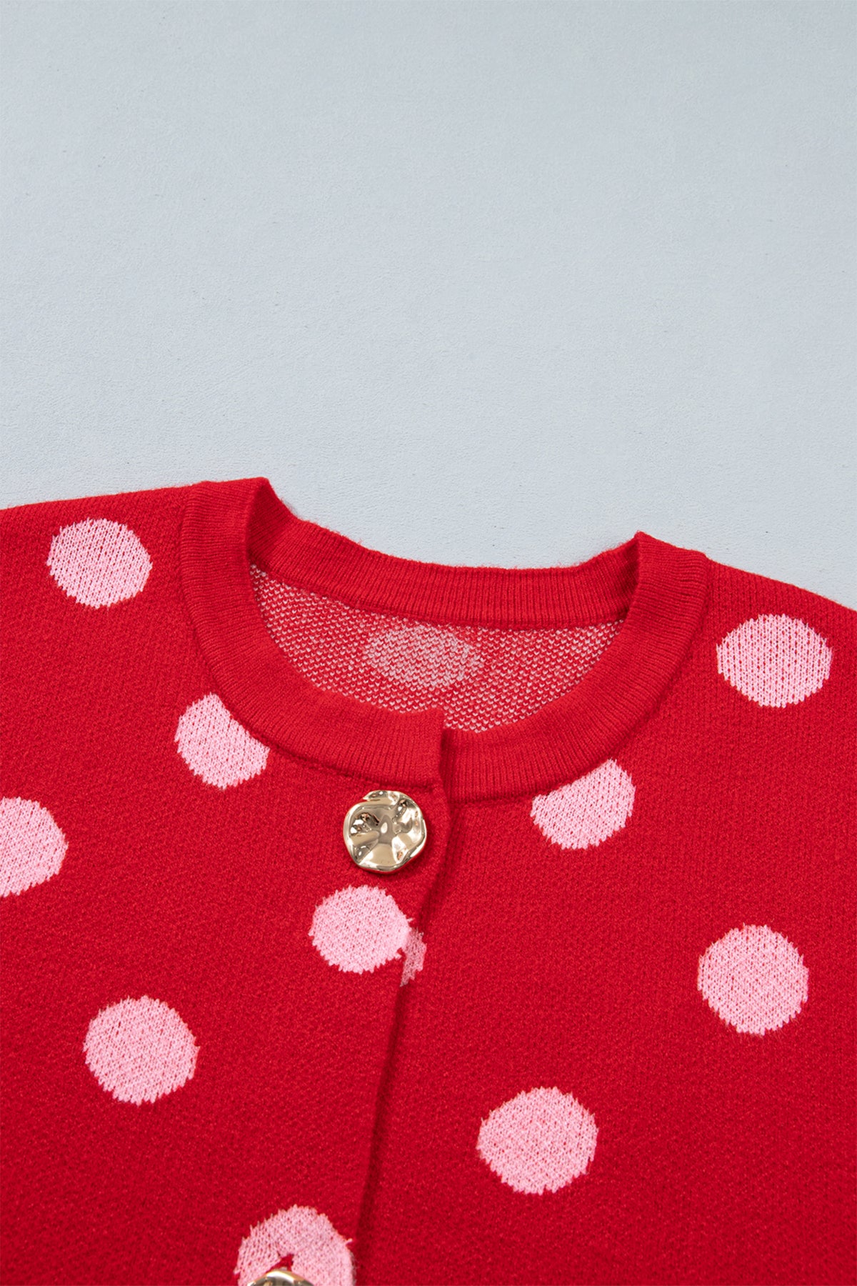 Red Polka Dot Sleeveless Knit Sweater Vest