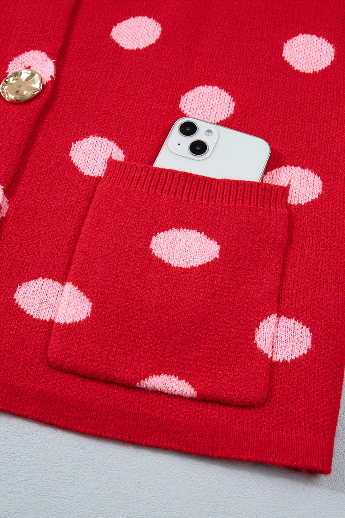 Red Polka Dot Sleeveless Knit Sweater Vest