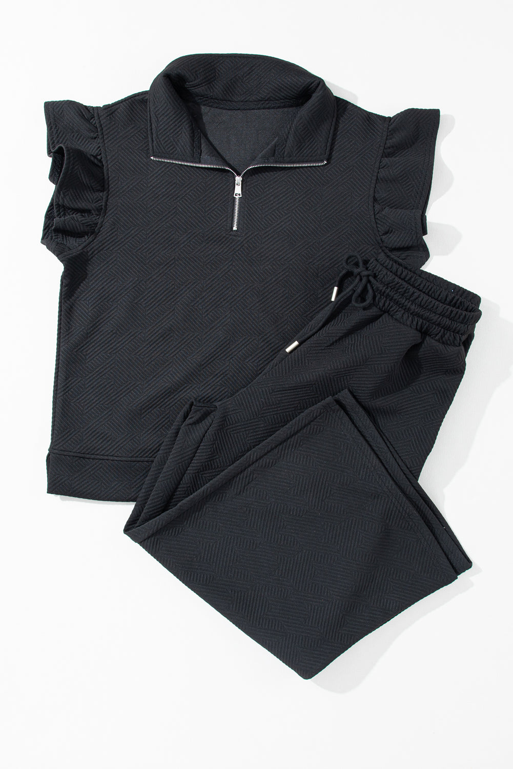 Black Textured Flutter Set