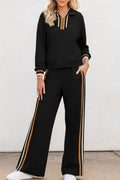Black Striped Patchwork Set