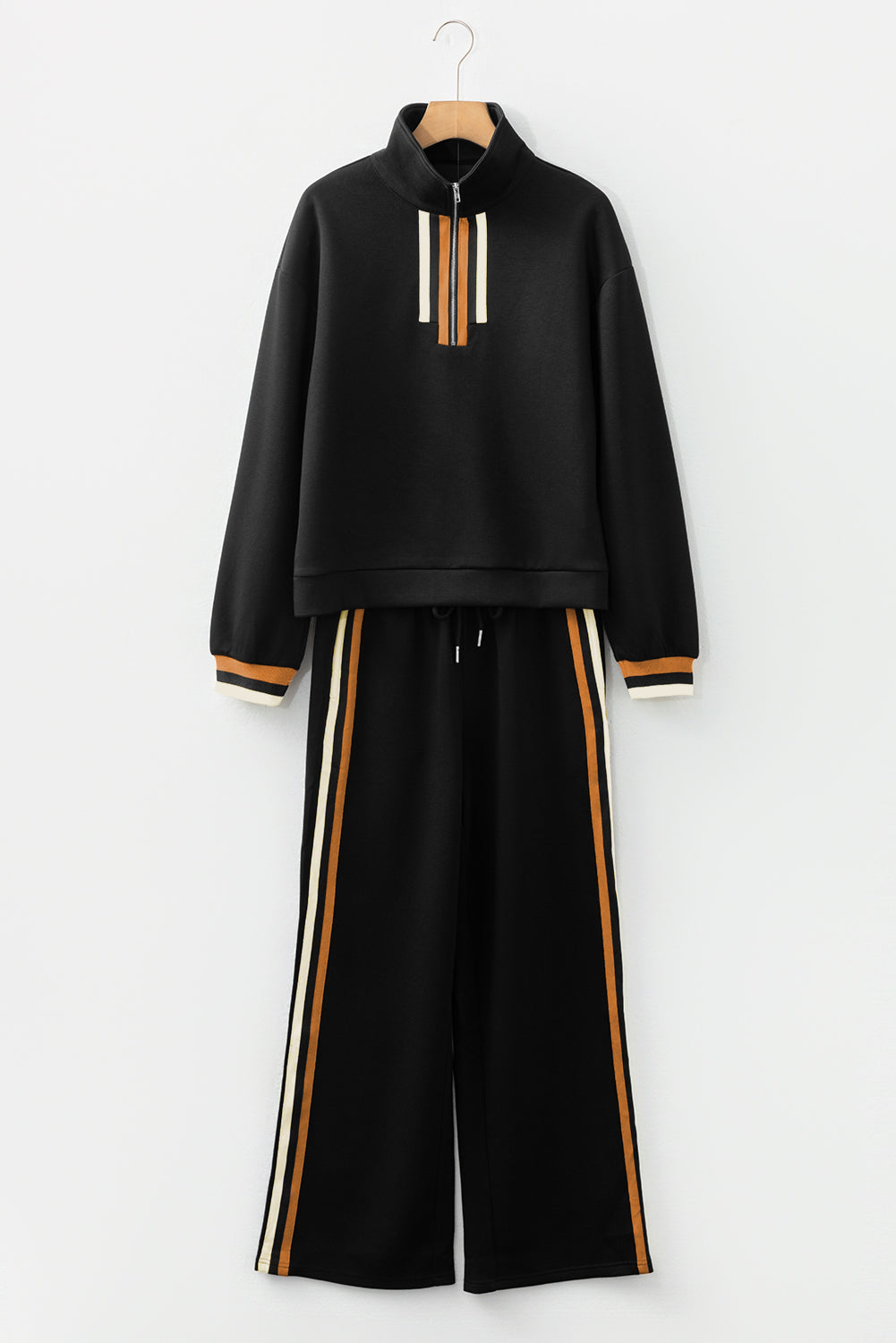Black Striped Patchwork Set