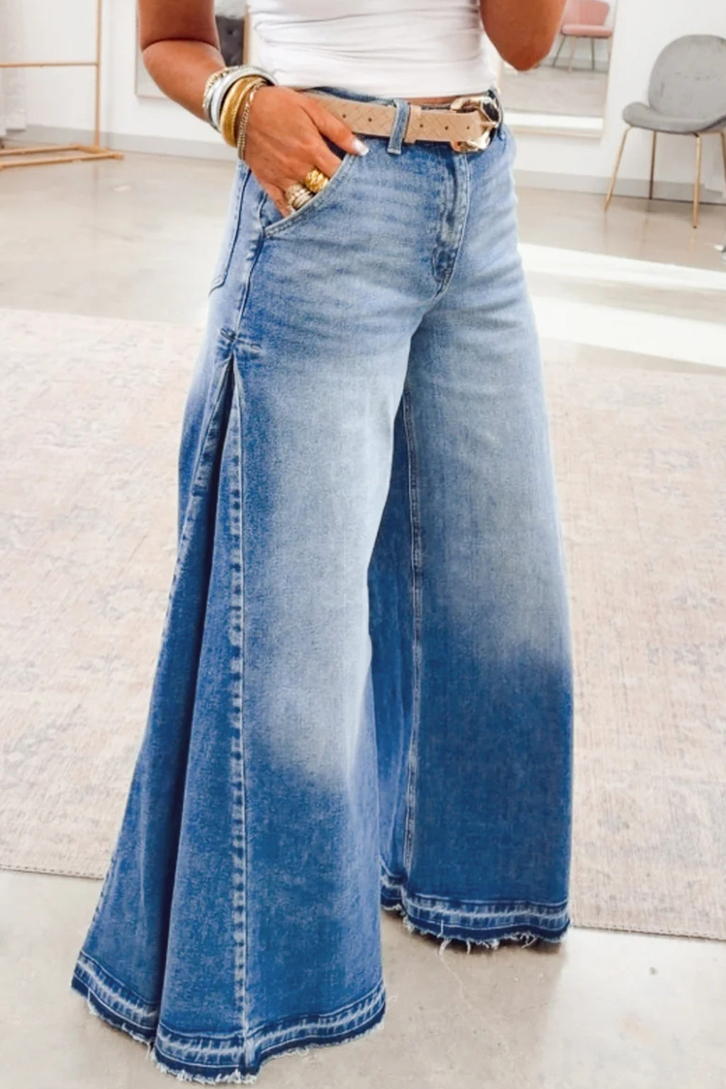 Flared Leg Jeans Casual Pants