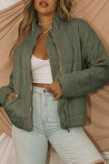Green Zip Quilted Jacket
