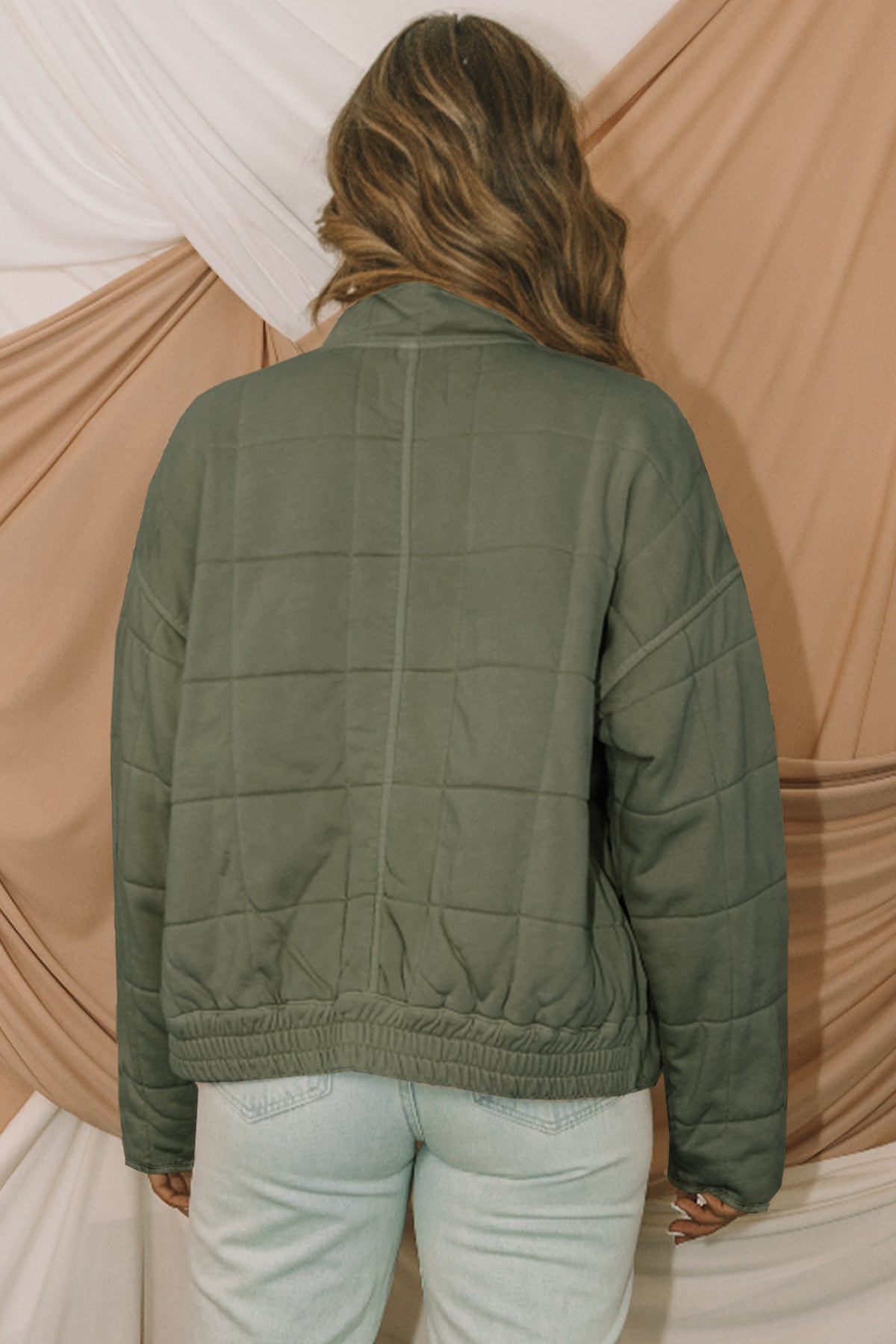 Green Zip Quilted Jacket