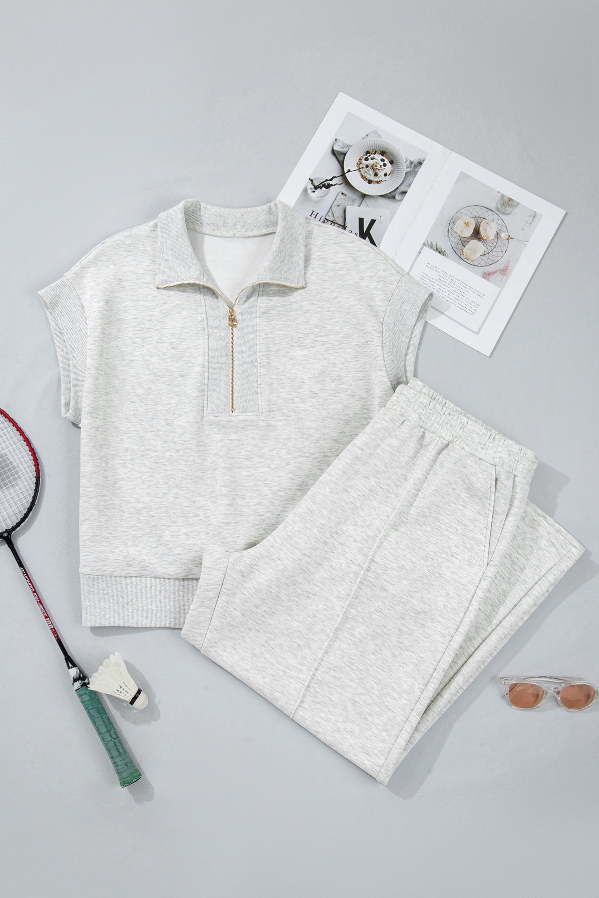 Light Grey Gold Pant Set