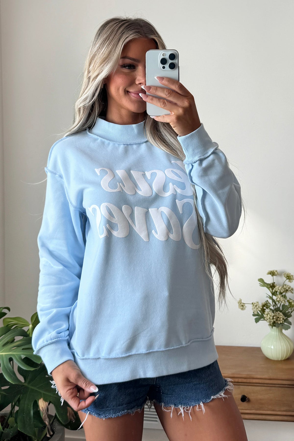 Dark Brown Jesus Saves Slogan Print Stand Neck Baggy Sweatshirt