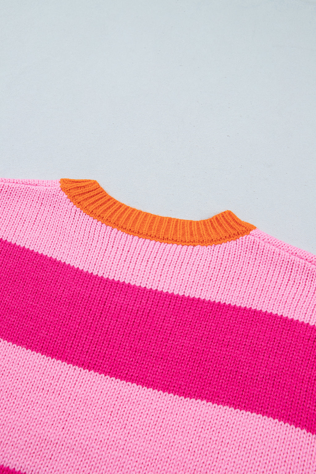 Rose Stripe Casual Colorblock Knit Drop Shoulder Relaxed Sweater