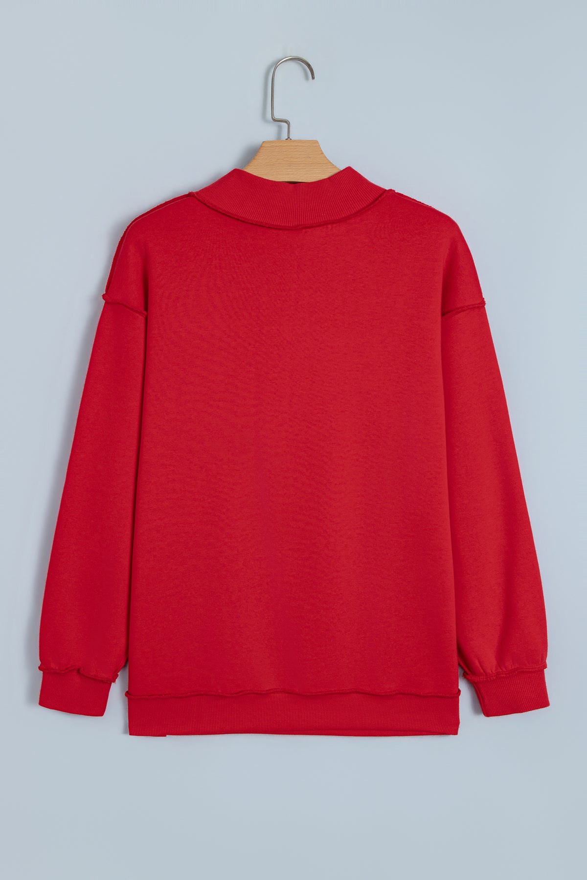 Fiery Red Saved By Grace Embroidered Detail Letter Graphic High Neck Sweatshirt