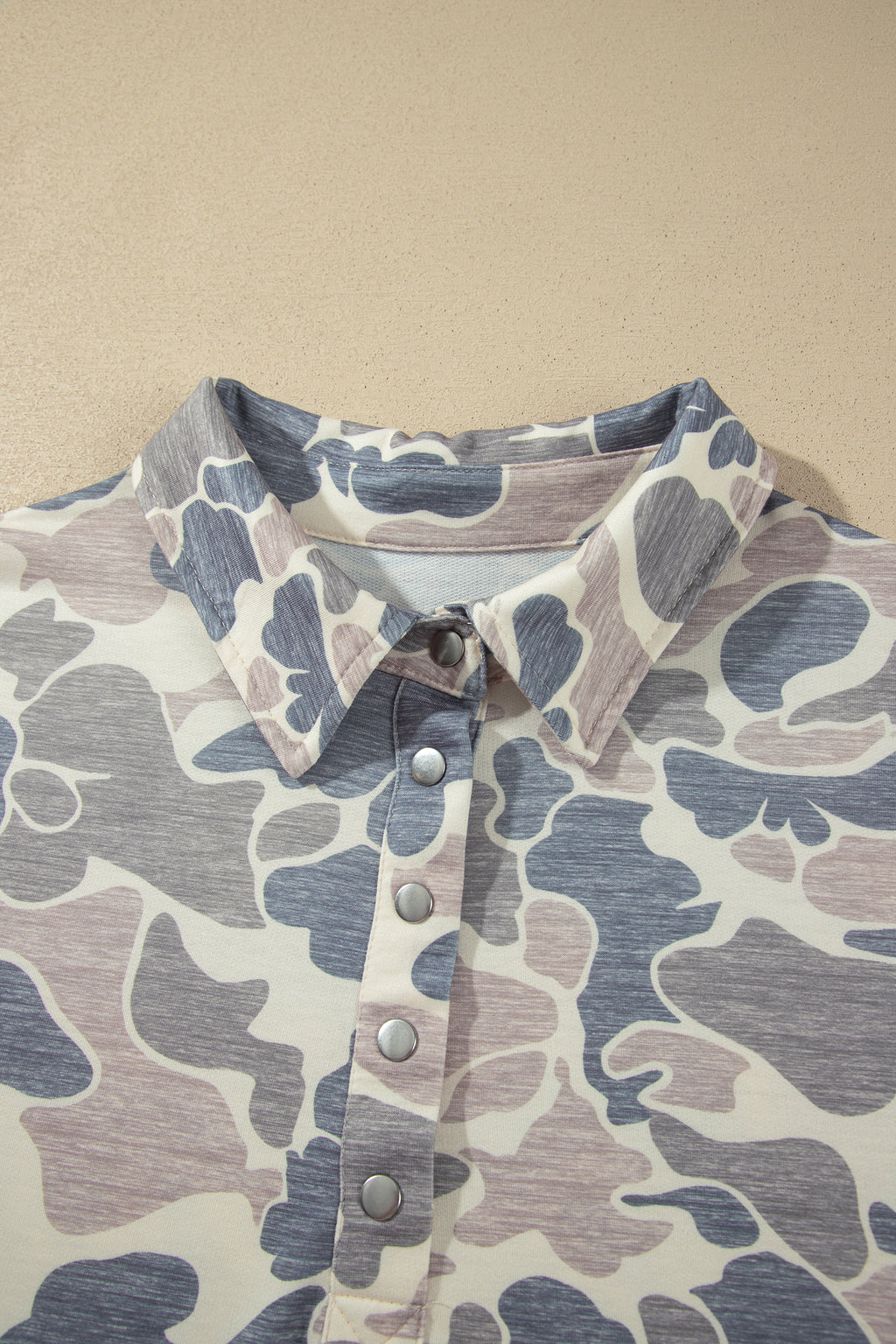 Multicolour Casual Camo V-Neck Buttoned Plus Size Sweatshirt