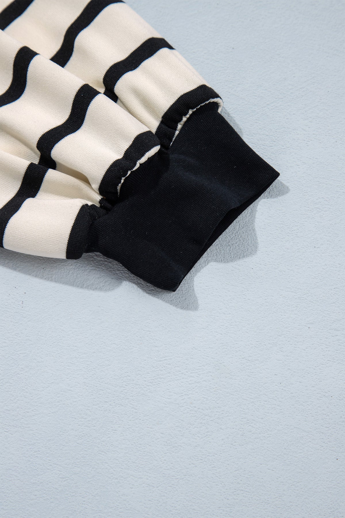 Beige Stripe Relaxed Long Sleeve Top Color Block Detail Drawstring Pant Set
