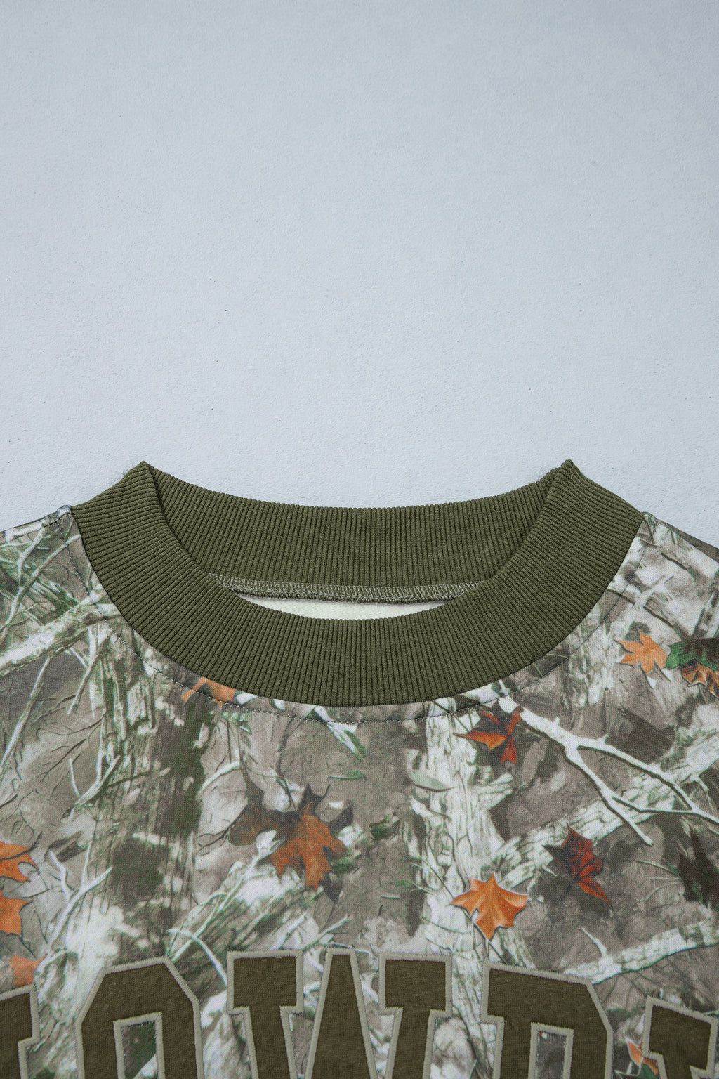 Gray Western Camo Letter Print Baggy Pullover Sweatshirt