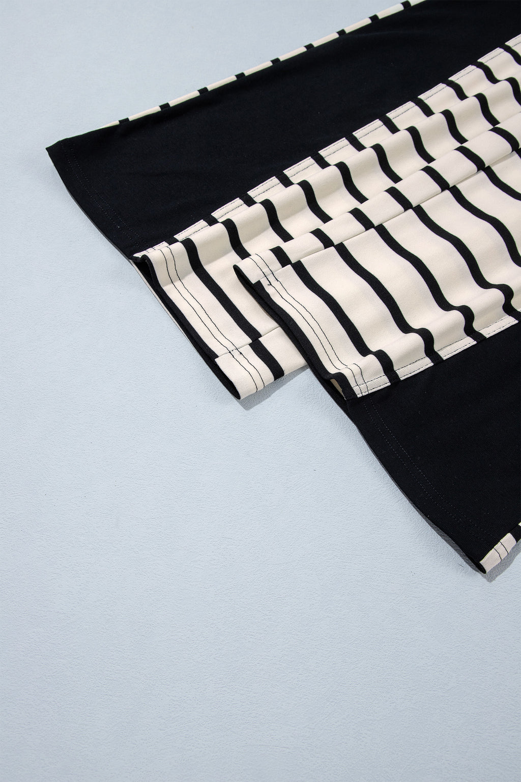 Beige Stripe Relaxed Long Sleeve Top Color Block Detail Drawstring Pant Set