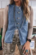 Blue Button Denim Vest